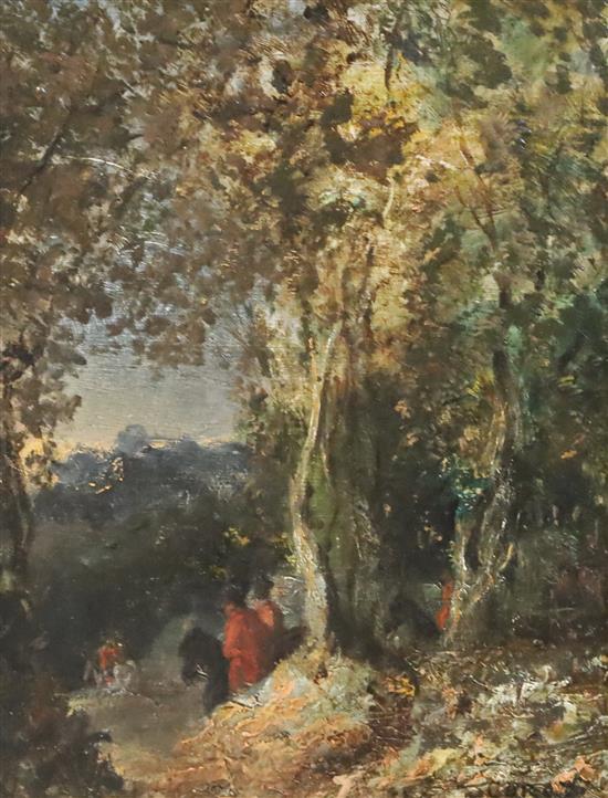 Attributed to Jean-Baptiste-Camille Corot (1796-1875) Sketch for Cavalier dans en Chemin Creux, c.1870 10 x 8.25in.